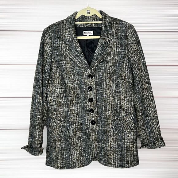 RENZO Germany Wool Blend Tweed Blazer EUR 40 US 10-12 - Picture 1 of 16